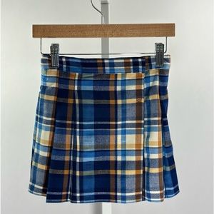 IL GUFO - Girls Blue Brown and Cream Checked Tartan Skirt